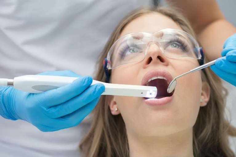 woman during dental exam